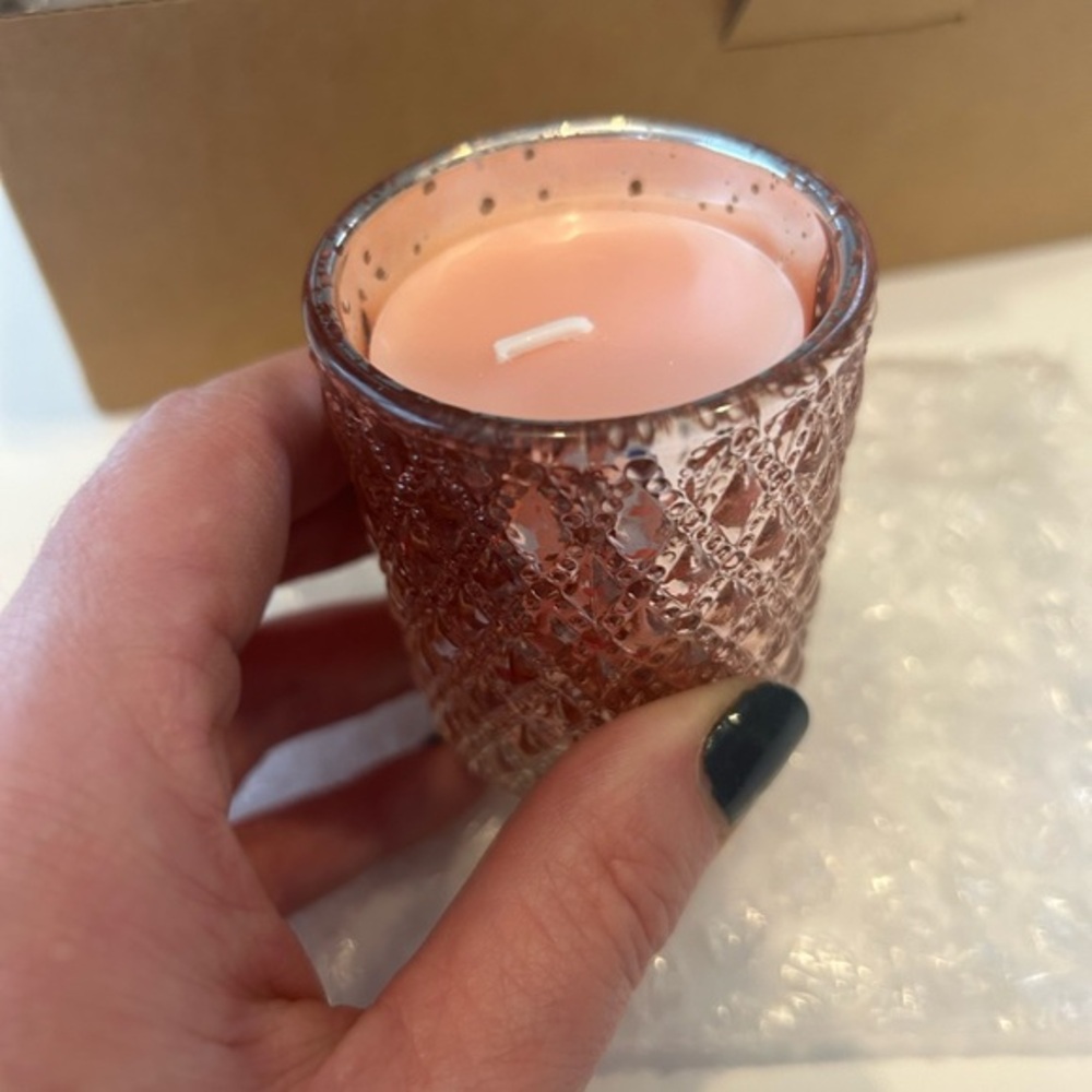 SHMILMH AMAZON LIGHT PINK ROSE GOLD METALLIC VOTIVE CANDLE HOLDERS SET OF 7 - Picture 5 of 7